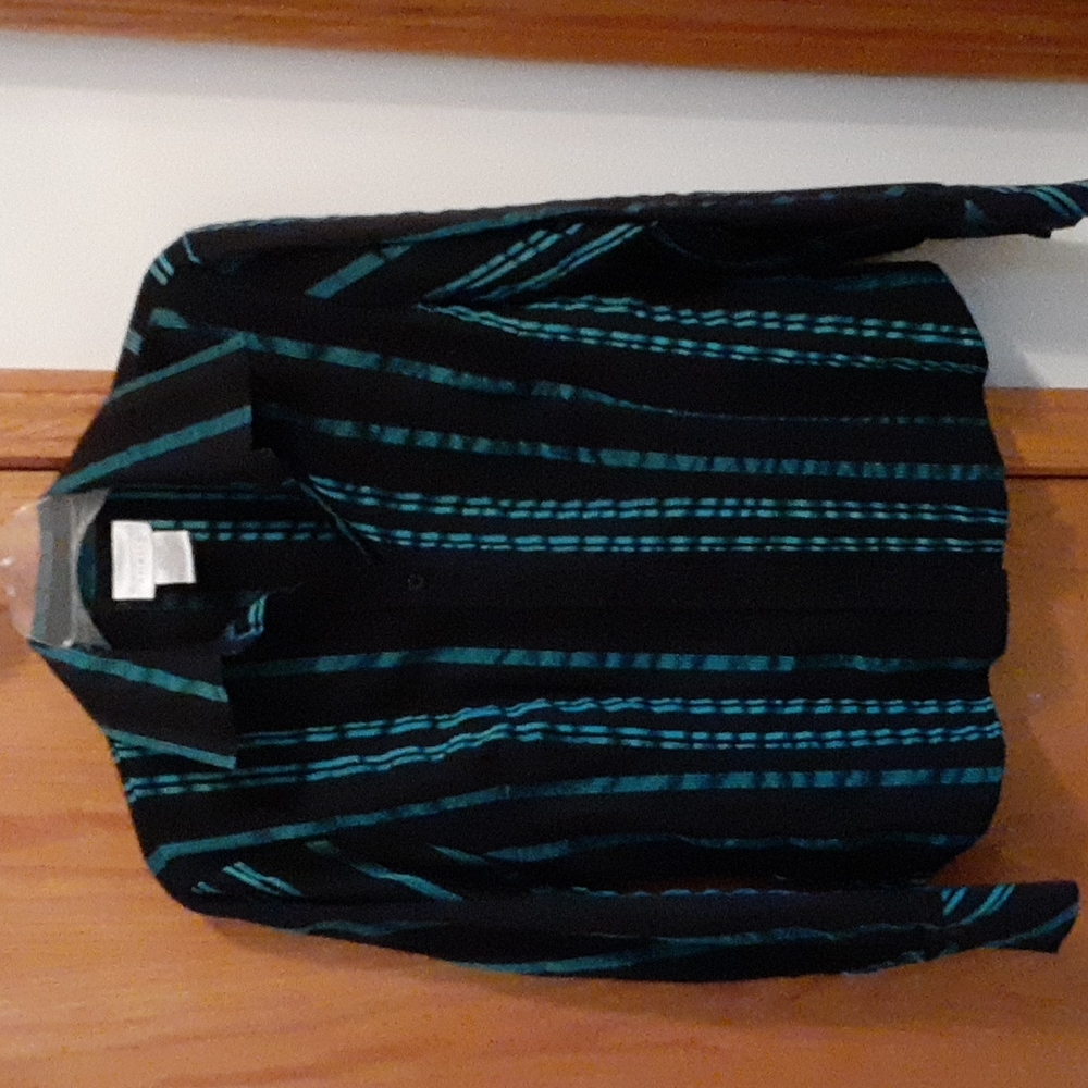 Women’s Black & Teal Stripe Button-Up Shirt